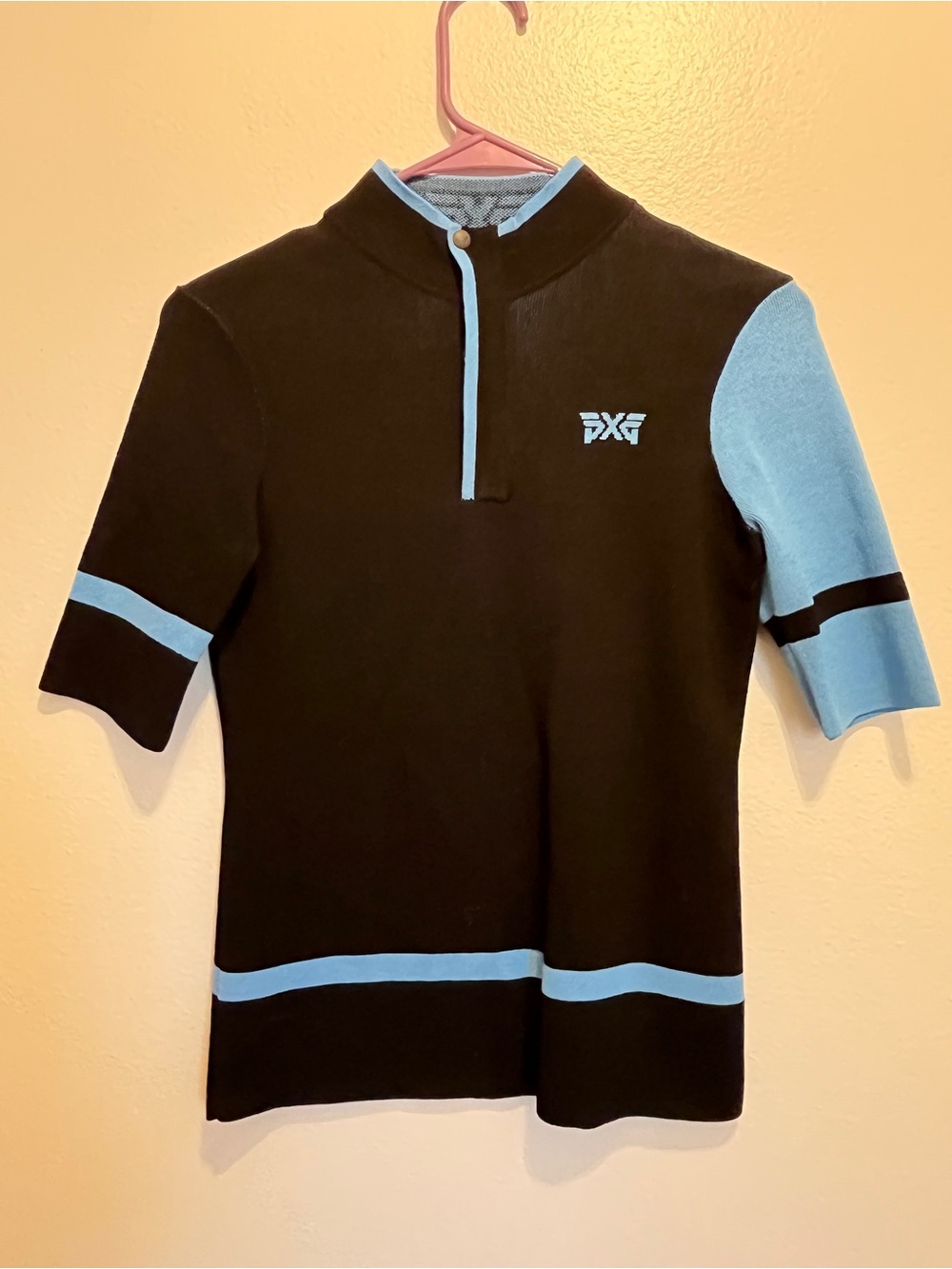 PXG Black & Light Blue Womens Short Sleeve Golf Top XL